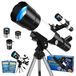 Télescope avec une ouverture de 80 mm, adapté aux adultes et aux débutants, trépied inclus