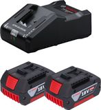 Bosch Professional Bosch Starterset 2x GBA 18 V / 4 Ah Li-ion Accu + GAL 18V-160 Professional Oplader