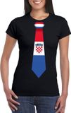 Bellatio Decorations Shoppartners Bv Zwart t-shirt met Kroatische vlag stropdas dames - Kroatie supporter XS