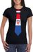 Bellatio Decorations Shoppartners Bv Zwart t-shirt met Kroatische vlag stropdas dames - Kroatie supporter XS