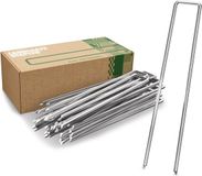 GardenGloss® Anti-Roest Stalen Grondankers Voor Extreem Harde Grond (100 Stuks) - 200 mm Lang, 25 mm Breed, Ø 3.8 mm