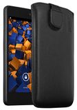 mumbi Echt leren hoesje compatibel met Wiko Highway Signs hoes leer tas case wallet, zwart
