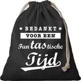 Bellatio Decorations 1x Canvas cadeautasje bedankt fantastische tijd zwart met koord 25 x 30 cm