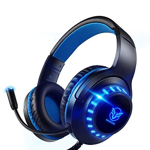 Pacrate Gaming Headset voor PS4 PC 3.5 mm Hoofdtelefoon met Microfoon Over Ear Noise Cancelling LED licht Compatibel met PS4 Xbox One PC Nintendo Switch Laptop Mac