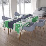 Bonamaison Tafelkleed, Anti-Mold, Sneldrogend, Waterdicht, 100% Polyester Tafellaken, Petroleum Groen, Wit, 140 x 200 Cm