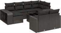 vidaXL 11-delige Loungeset met kussens, poly rattan, zwart