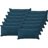 Vidaxl Coussin décoratif 12 pièces Bois Bleu 40 x 80 cm Velours