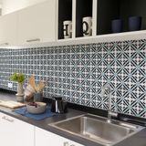 Ambiance Sticker Zelfklevende tegelmuurstickers voor keuken en badkamer - 60 tegelstickers, Azulejos Emerenciao-stijl - 60 stickers, 15x15 cm