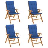 VidaXL Tuinstoel Terras Gecapitonneerde Zitting Polyester Blauw 6 Stuks
