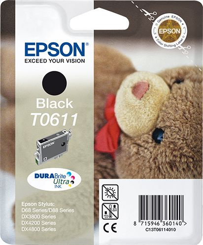Epson T0611 Black Ink Cartridge - DURABrite Ultra Ink - 8ml
