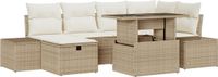 vidaXL Tuinbank - Set - 7 - st - Beige - poly - rattan