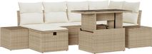 vidaXL Banc de jardin - Set - 7 - pièces - Beige - poly - rotin
