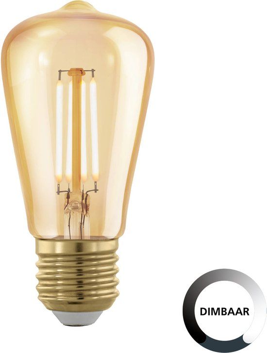 EGLO Golden Age LED Lamp - E27 - 4W - Dimmable - Amber - 320lm