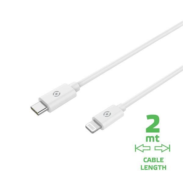 Celly USBLIGHTC2MWH - USB-C Oplaadkabel - 2m - Wit