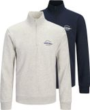 JACK&JONES JJBRANDON SWEAT HALF ZIP 2PK MP Heren S Wit Melange Polyester/Katoen