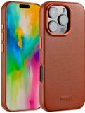 Accezz Leather Backcover Geschikt voor iPhone 16 Pro MagSafe Sienna Brown