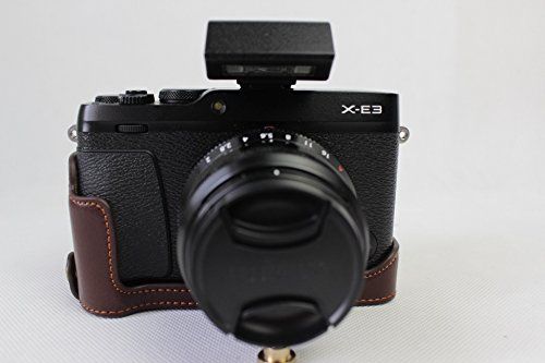 Zakao X-E3 Camera Case - Echt Lederen Half Bottom Opening Versie Holster Camera Case Met Hand Strap Beschermhoes Tas Case voor Fujifilm Fuji X-E3 XE3 (Koffie)