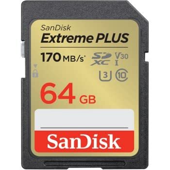 SANDISK - CARDS EXTREME PLUS 64 GB SDHC GEHEUGENKAART 170 MB/S 80 MB/S UHS-I KLASSE