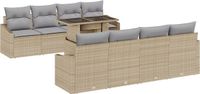 vidaXL Tuinbank Set 8-persoons Beige Polyrattan