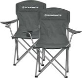 Songmics Chaise de camping - Lot de 2 - Chaise pliante - Haut dossier - Gris