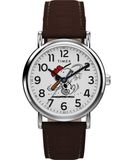 Timex Peanuts Weekender TW2Y51500 Horloge - Leer - Bruin - Ø 38 mm