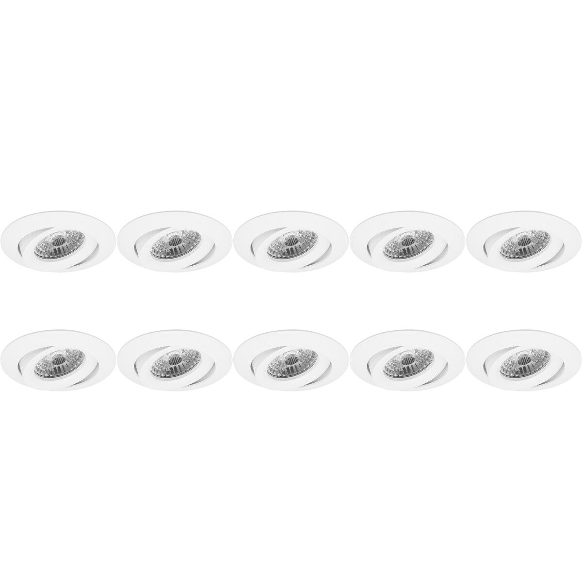 BES LED Spot Armatuur 10 Pack - Pragmi Uranio Pro - GU10 - Inbouw Rond - Wit - Aluminium - Kantelbaar - Ø82mm