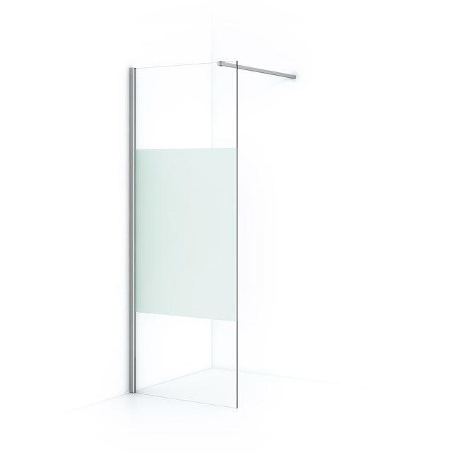 Maxaro Inloopdouche Diamond 80cm 8mm Helder Veiligheidsglas met Matte Strook Chroom