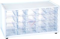 Plasticforte Sorteerbakjes spijkers/schroeven - 20 lades - 16 x 38 x 20 cm - opbergkastjes - ophangbaar - wit/transparant