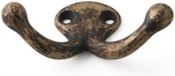 Merkloos Kapstokhaken luxe - dubbele haak - aluminium - brons - 4 x 7 cm - ophang haken - jashaken
