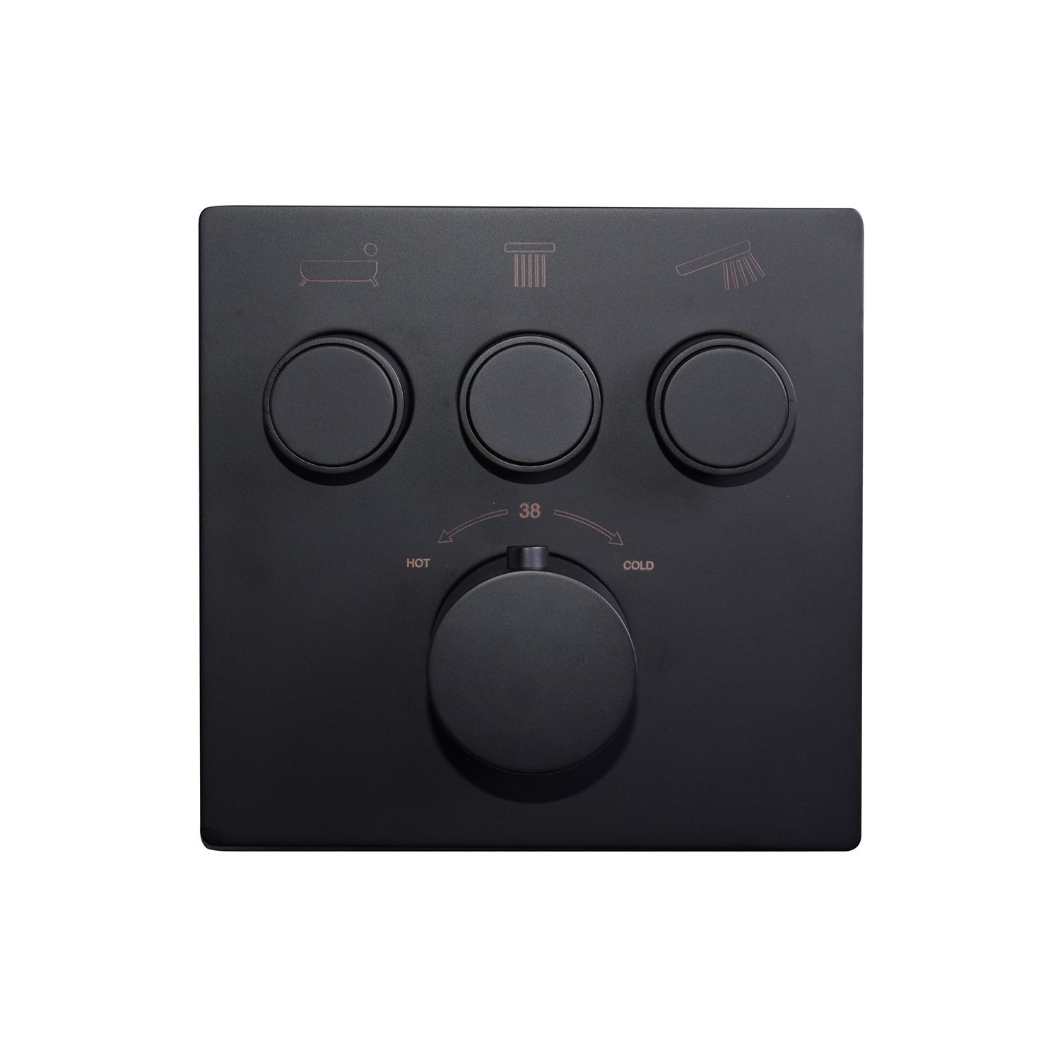 Boss & Wessing Afbouwdeel inbouwthermostaat Caral Klik Pro 3-weg Mat Zwart