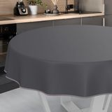 Wasdoek Tafelkleed, Afwasbaar Tafelzeil, Tuintafelkleed voor Binnen en Buiten, Rond, 120 cm, met Zoom, Antraciet