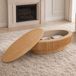 OKWISH Table basse - Design ovale nervuré - Rangement caché - MDF couleur bois naturel - 98 x 60 x 35 cm