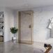 FortiFura Galeria Vrijstaande Inloopdouche - 90x200cm - Rookglas - Antikalk - 8mm Veiligheidsglas - Messing Geborsteld (Goud)