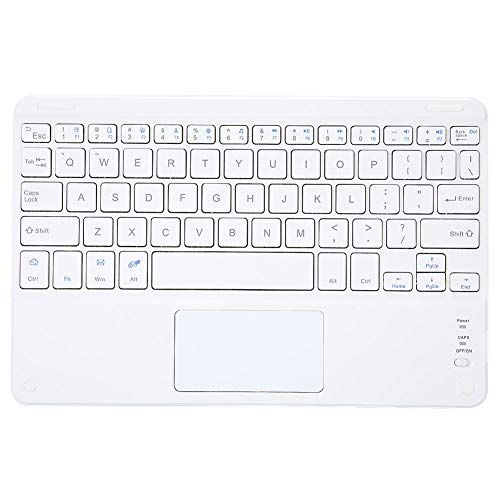 VBESTLIFE Bluetooth-toetsenbord, ergonomisch design, wit, draadloos, 9 inch (22,4 cm), met complete toetsen, multimedia-toetsen en touchpad voor Android/iOS/Windows