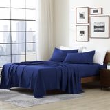 Cathay Home Essentials Ultra zachte hypoallergene rimpelbestendige dubbele geborstelde microfiber beddengoed sheet set, koningsblauw, koning