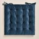 ROOM99 Nova Stoelkussen 40 x 40 x 4,5 cm, zitkussen met banden, sierkussen, stoel, vloer, vloerkussen, kussen, voor binnen en buiten, woonkamer, fluweel, donkerblauw, 1 stuk