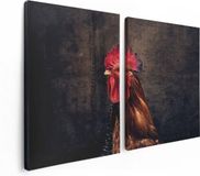 Artaza Canvas Schilderij Tweeluik Haan van Dichtbij - 120x80 - Foto Op Canvas - Canvas Print