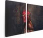 Artaza Canvas Schilderij Tweeluik Haan van Dichtbij - 120x80 - Foto Op Canvas - Canvas Print