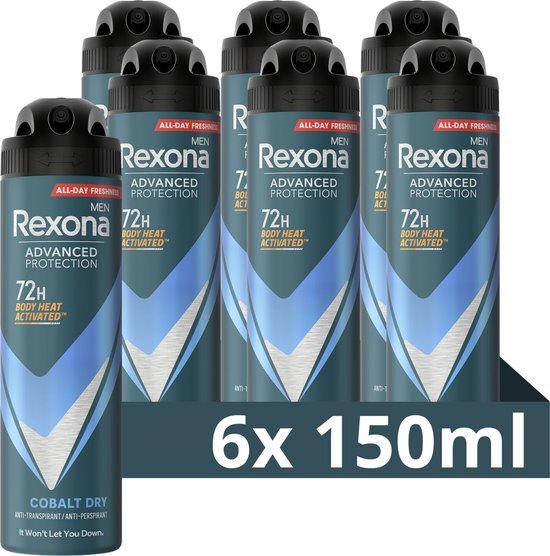 Rexona Men Cobalt Dry Anti-transpirant Deodorant Spray - 6 x 150 ml - Voordeelverpakking