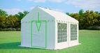 MAX+ Kopse wand met smalle ingang voor partytent, breedte 4 m – PVC, hoogte 2,6 m, ingang met rits - Wit