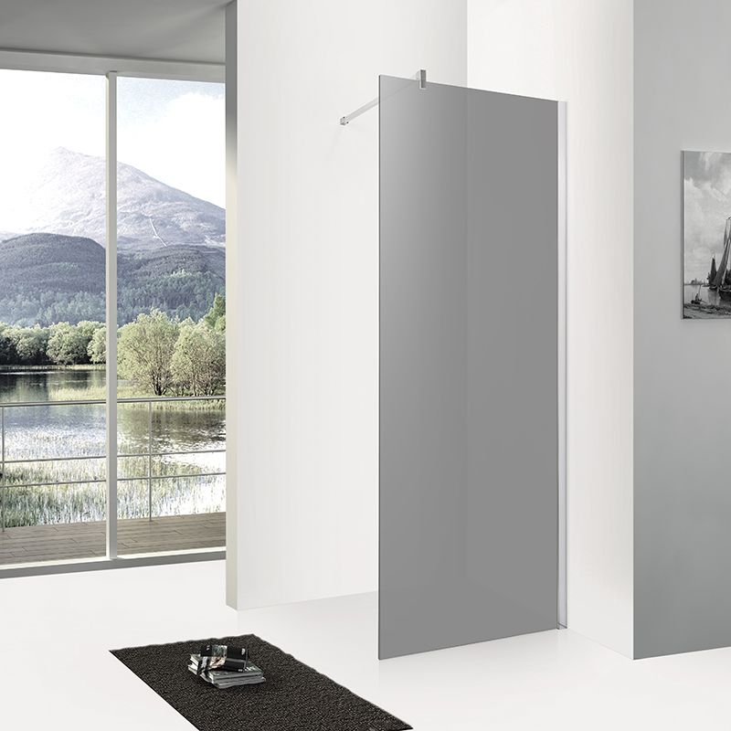 Badkamerplanet Douchewand Rookglas Easy Clean Anti Kalk 80x200 cm Chroom