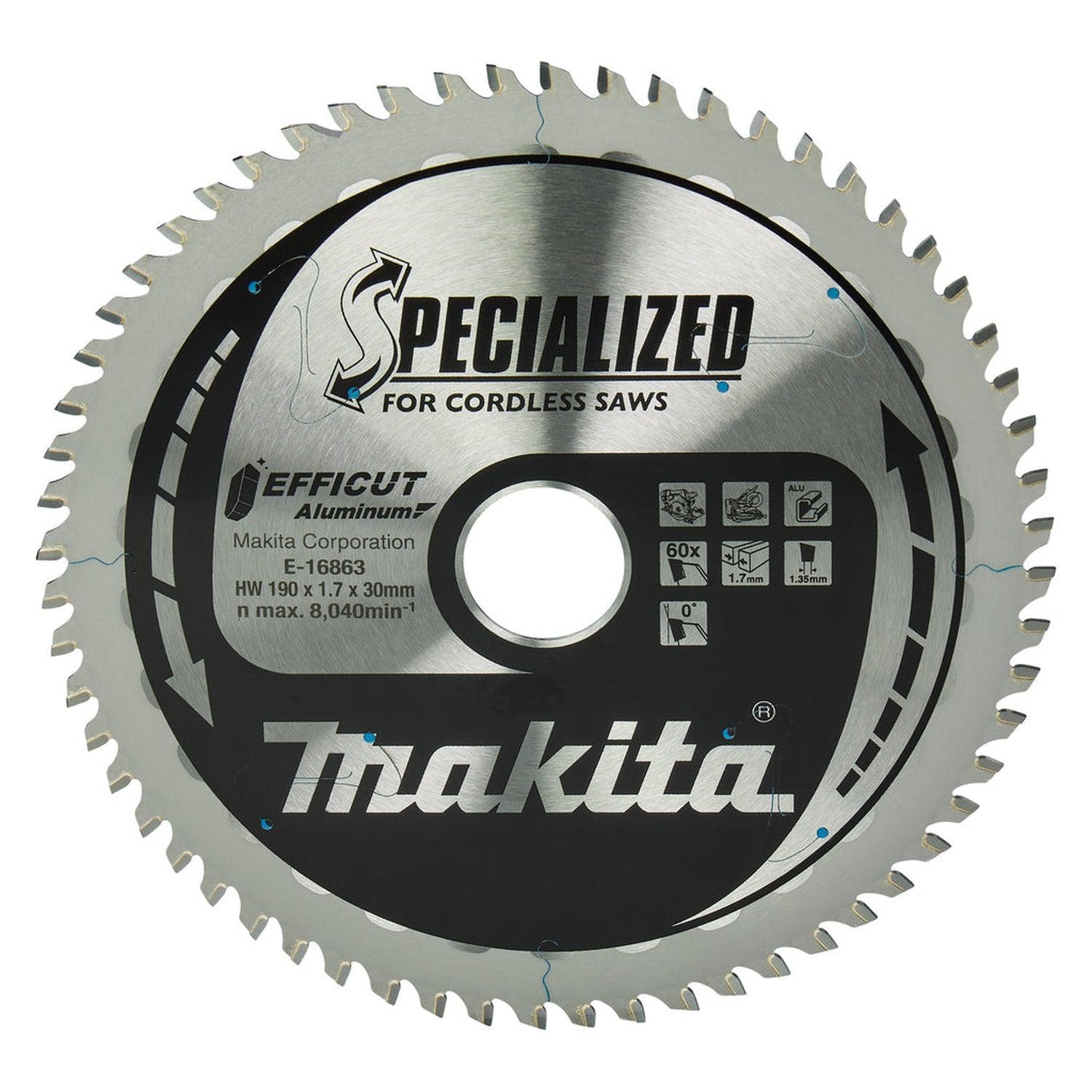 Makita E-16863 Cirkelzaagblad voor Aluminium | Specialized | Ø 190mm Asgat 30/(20)mm 60T