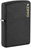 Zippo Stormaansteker, logo, zwart craquelé, lasergravure, navulbaar, herbruikbaar, windbestendig design, cadeaudoos, gemaakt in de VS