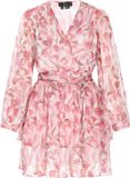 faina Leo E-Commerce Ltd. Faina Jurk Roze Veelkleurig Gebloemd Kort Polyester Lange Mouw V-hals M