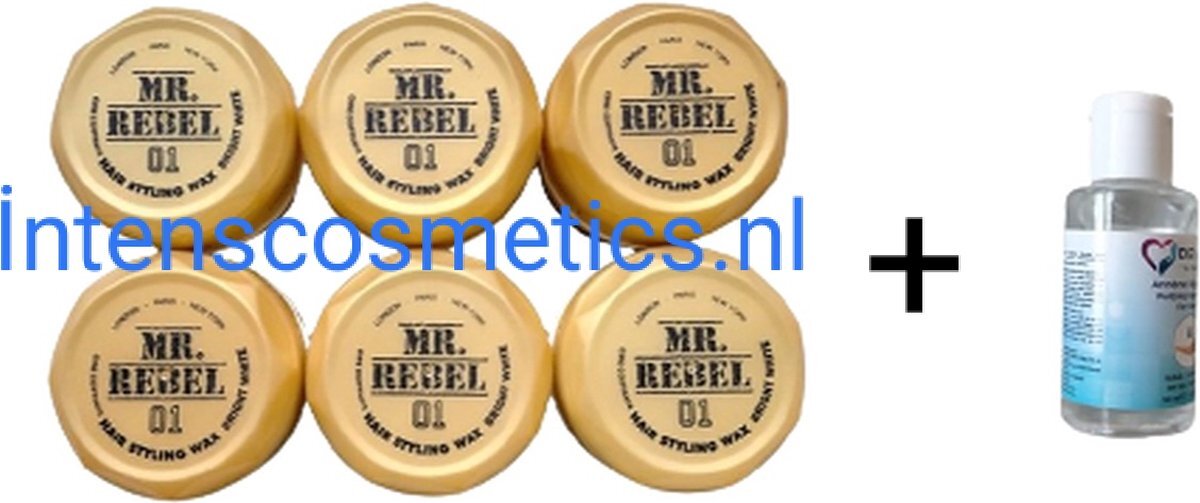 Mr. Rebel 01 Hair Styling Wax Bright White "voordeelpak" (6 stuks) 900 ml + Gratis Devanit hand lotion 50.ml