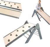 Monkey-Gym Klimdriehoek, houten klimrek voor kinderen | wit-grijs