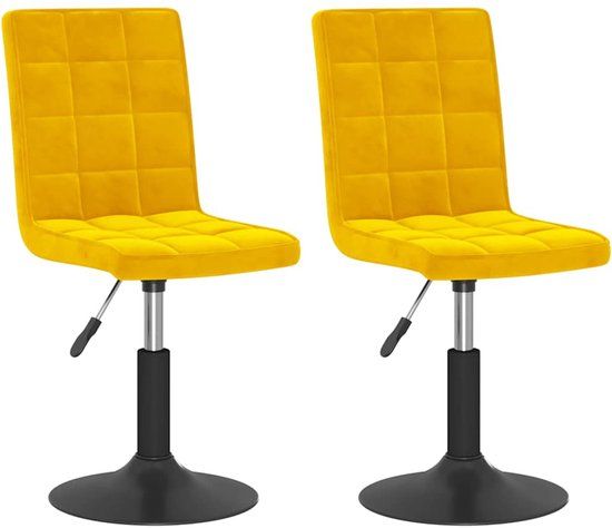 vidaXL Eetkamerstoelen draaibaar 2 stuks fluweel mosterdgeel