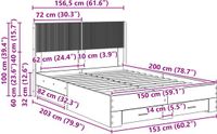 vidaXL Bedframe met opbergruimte en hoofdbord Betongrijs 150 x 200 cm