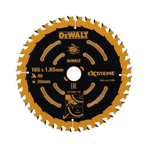 DeWalt DT10301 Extreme Cirkelzaagblad - 165 x 20 x 40T - Hout Met nagels