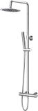BES LED Thermostatische Regendoucheset - Leoni Rimbo - 20cm - Ronde Hoofddouche - Staafhanddouche - RVS - Chroom